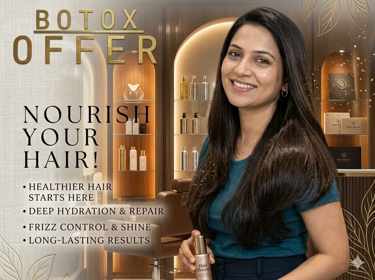 Hair botox price offer in Nagpur with deep repair and premium anti-frizz finish at Studio Hair Habits salon