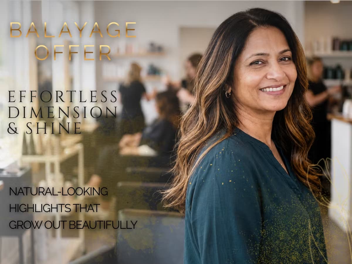 Balayage hair color offer in Nagpur with premium hand-painted highlights for dimensional modern look
